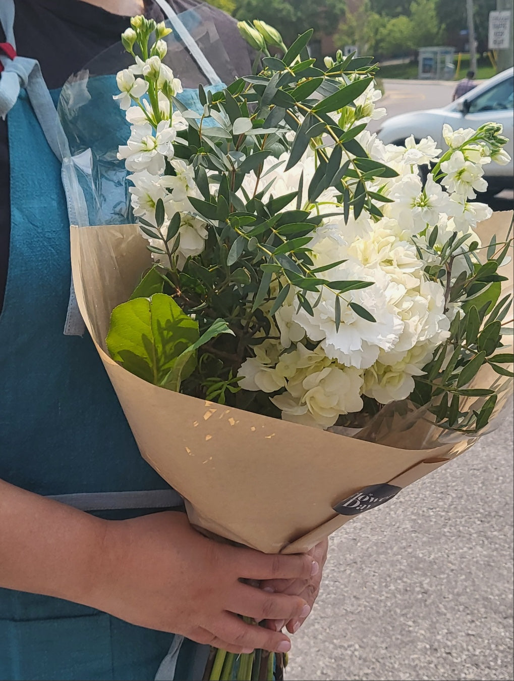 White & Green Handtied Bouquet