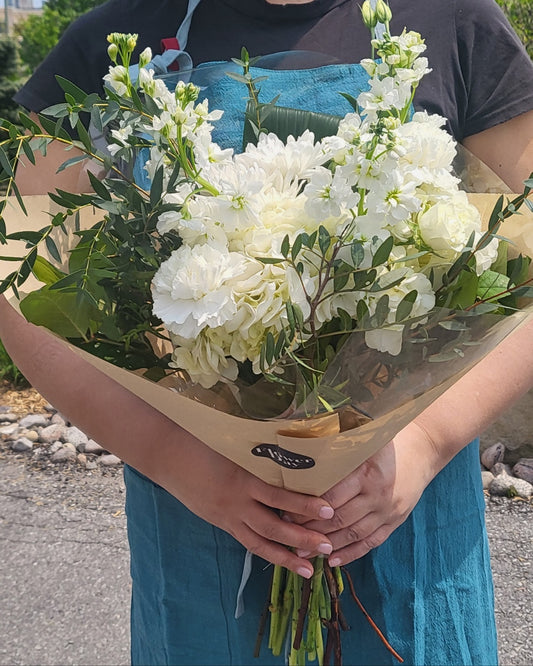 White & Green Handtied Bouquet